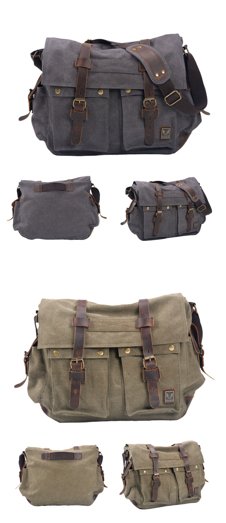 Canvas & Leather Large Messenger