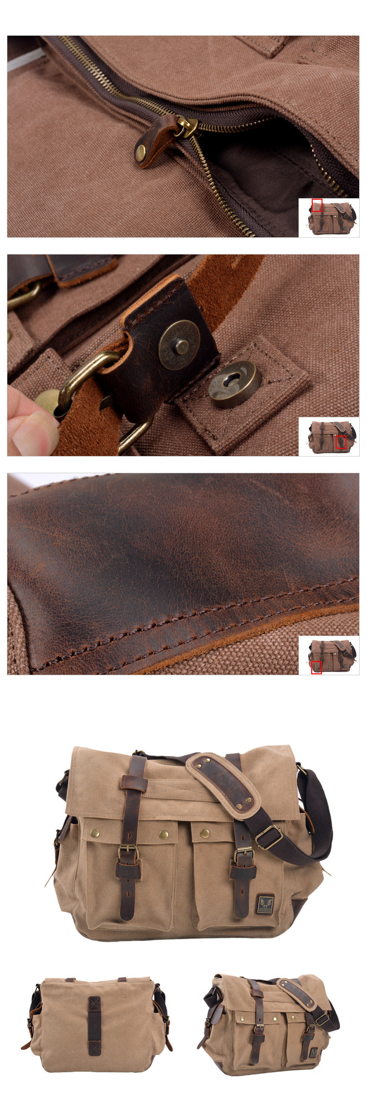 Canvas & Leather Large Messenger