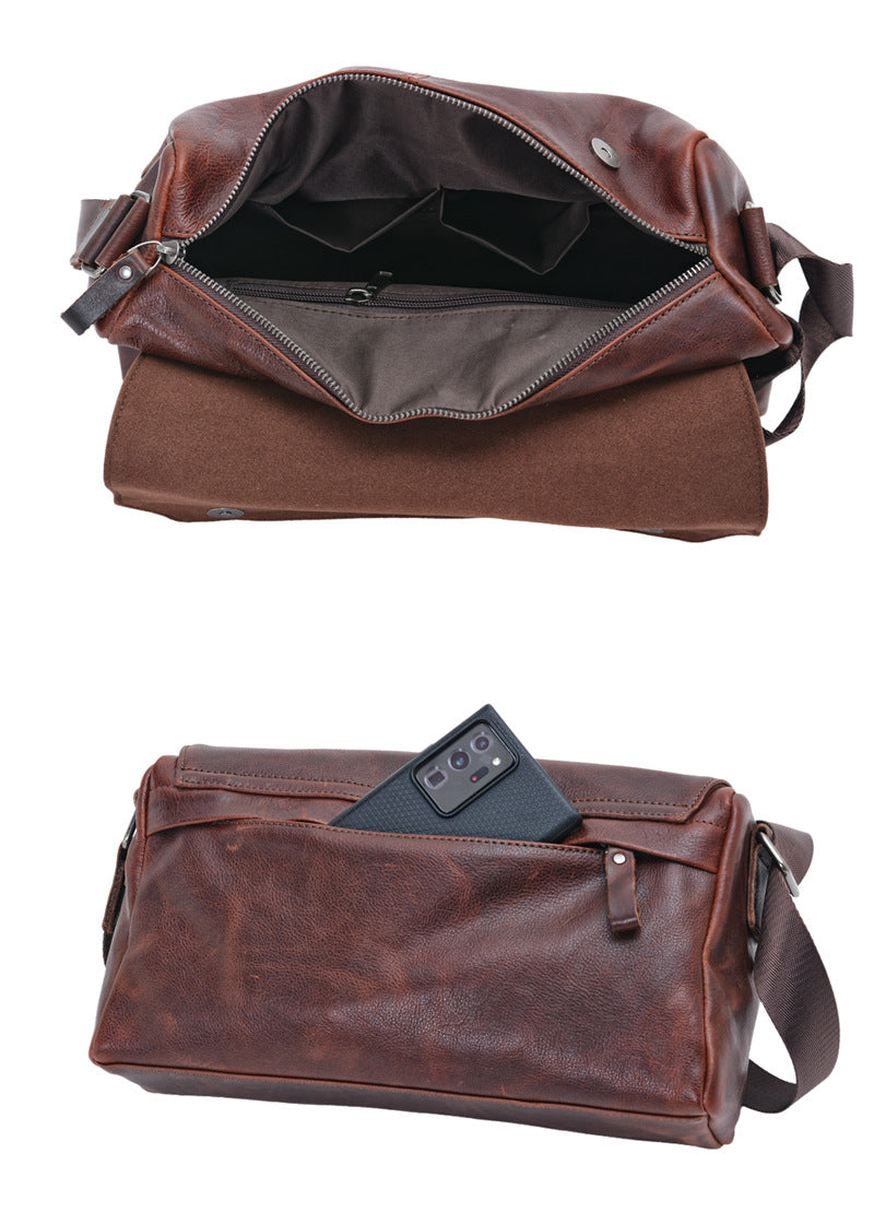 Full-Grain Leather Cylinder Bag