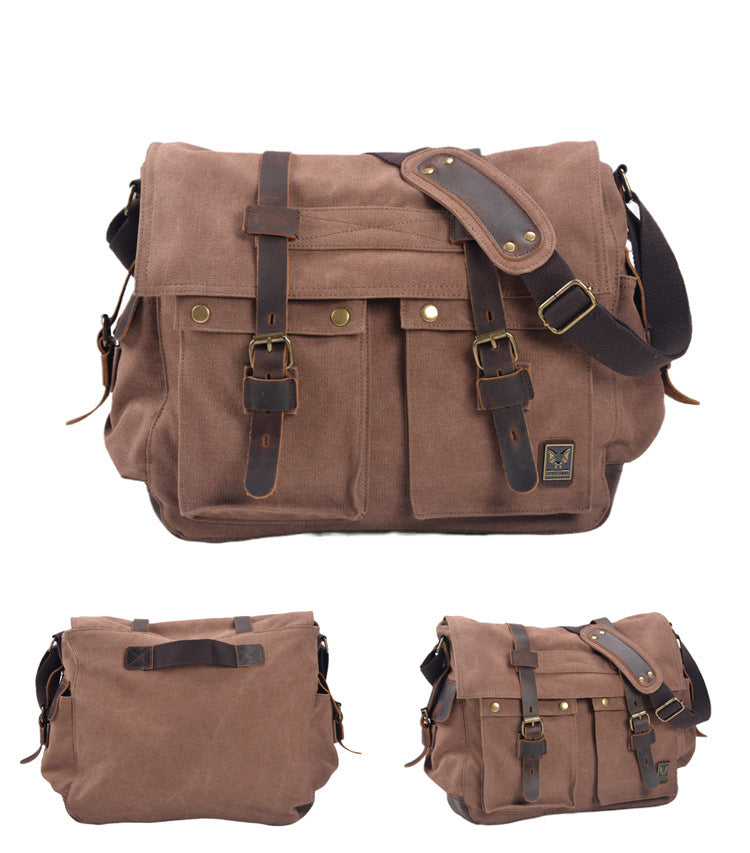 Canvas & Leather Large Messenger