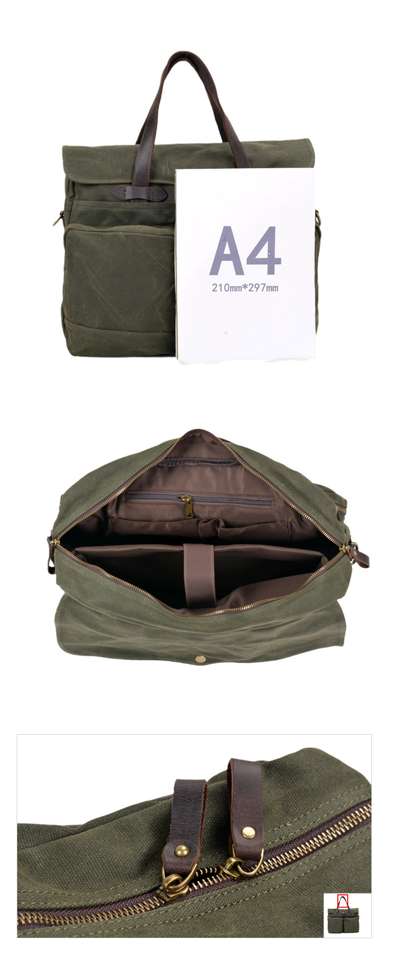 Soft Waxed Canvas Briefcase