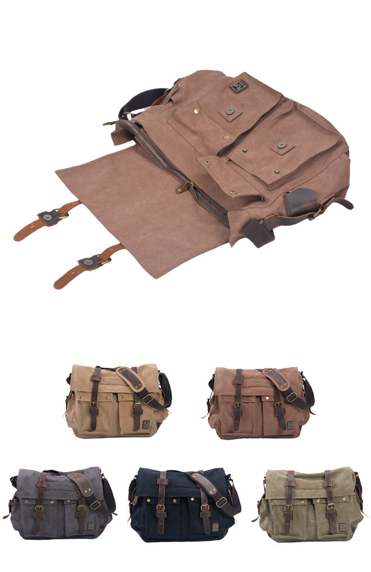 Canvas & Leather Large Messenger