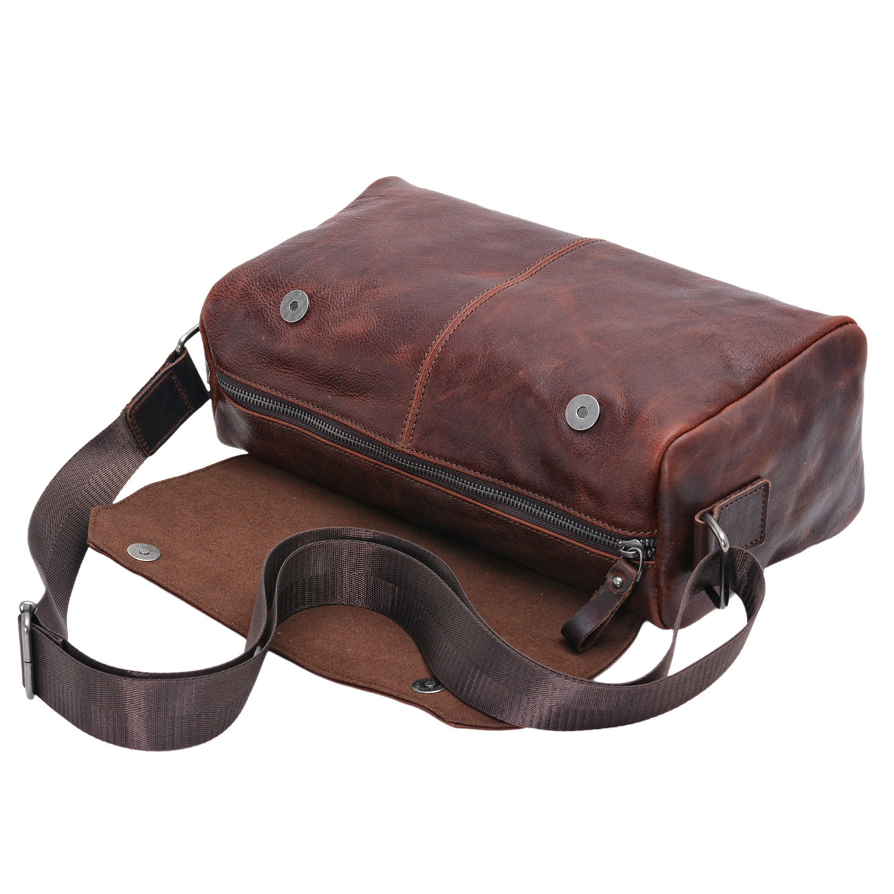 Full-Grain Leather Cylinder Bag