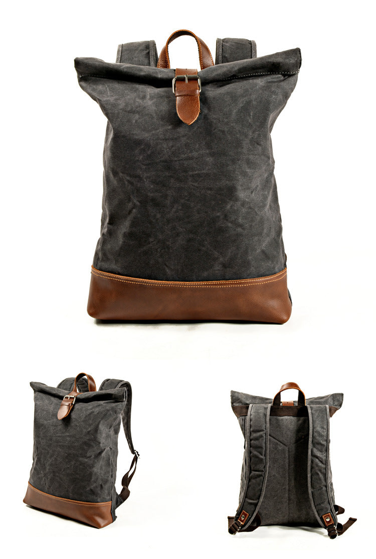 Expandable Canvas Roll-Top Rucksack