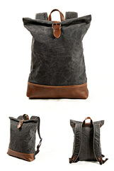 Expandable Canvas Roll-Top Rucksack